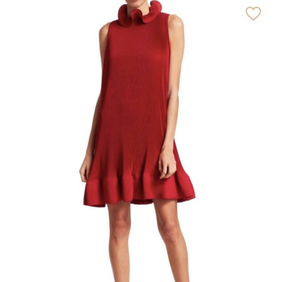 2019 Collection - Tibi Red Plisse Pleated Dress - Picture 2 of 8